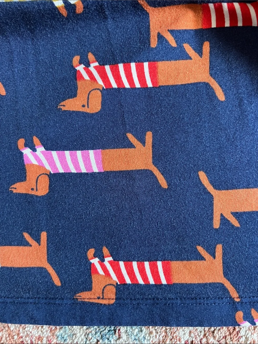 Hanna Andersson Red and White Striped Top Navy Dachshund Print Dress